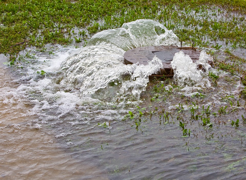 Overflowing manhole